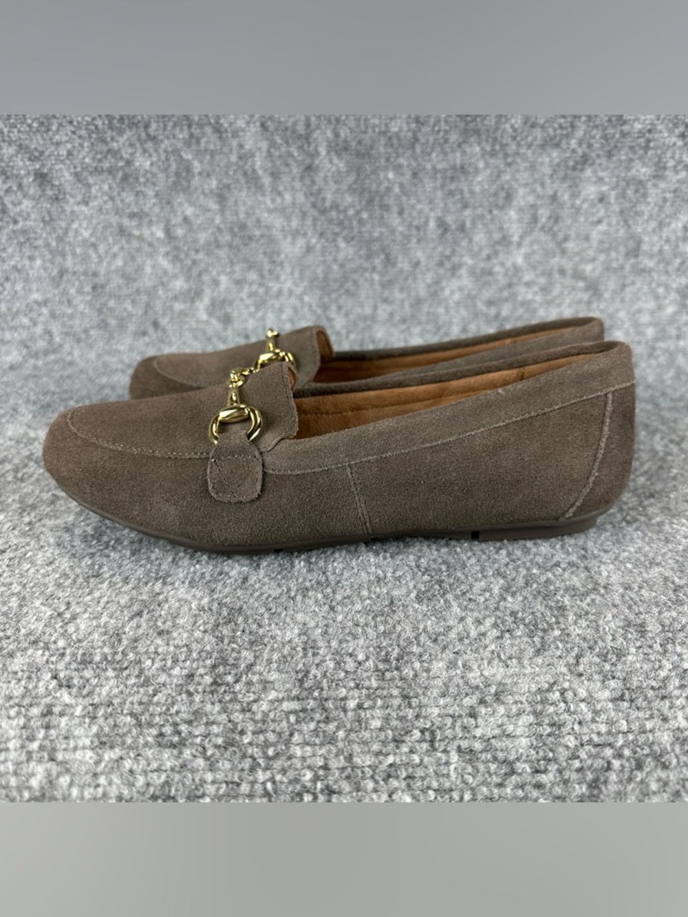 Vionic Bibiana Suede Loafers Womens 7.5 Greige Gray Horsebit Comfort Orthotic - Picture 2 of 15